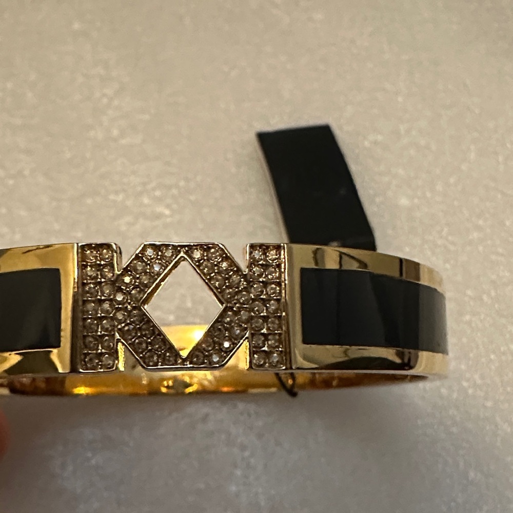 Karl Lagerfeld made with Swarovski Crystal - Black and Gold Bangle Bracelet - Picture 2 of 6